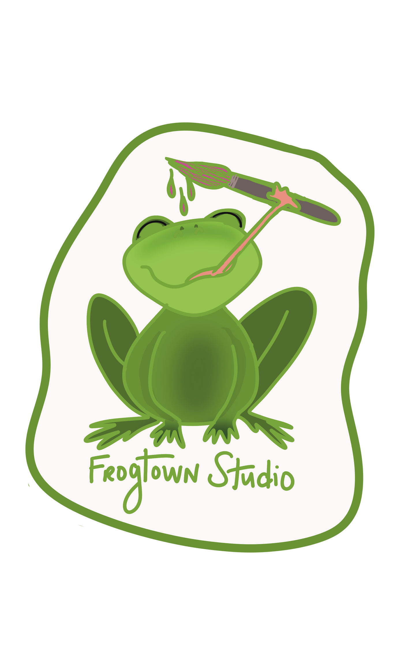 Frog Painting with paintbrush sticker