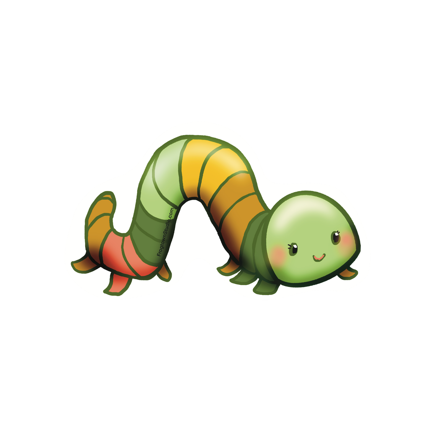 Inchworm earthy multi colored sticker