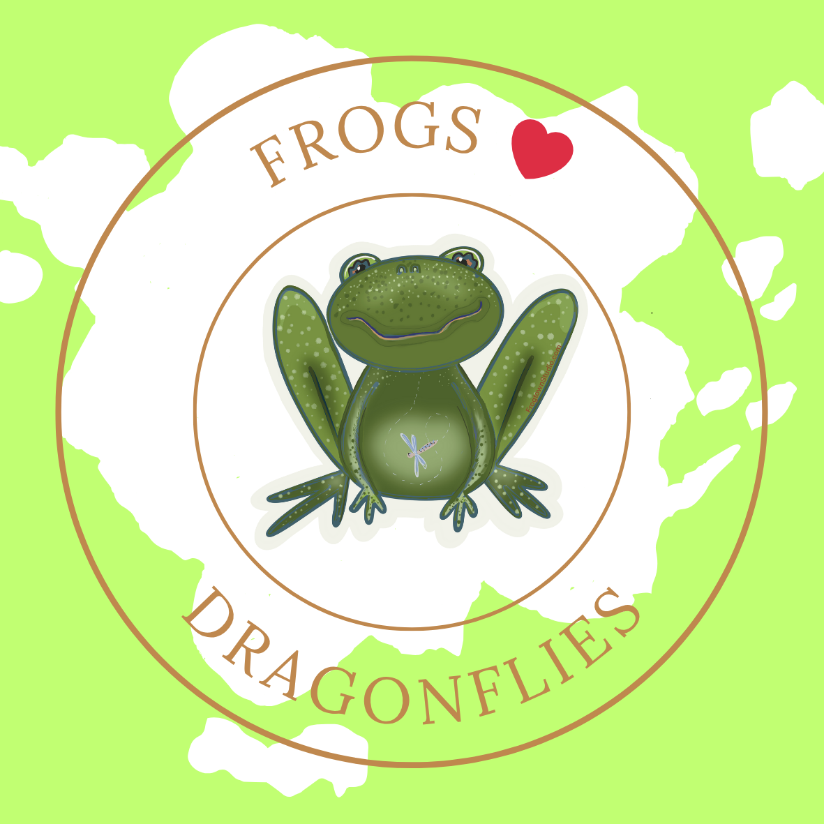 Frogs love Dragonflies sticker