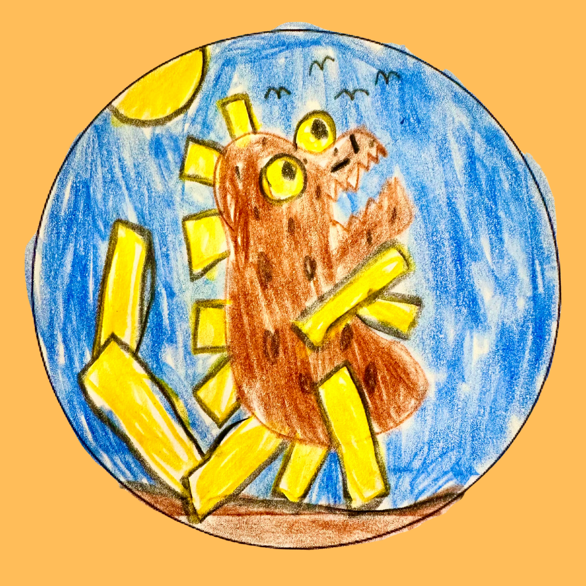 French Fry Dragon Sticker