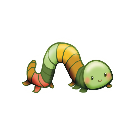 Inchworm earthy multi colored sticker