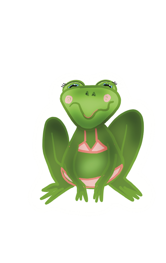 Frog in a pink bikini sticker